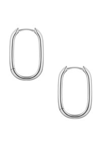 Hopeiset ovaalinmuotoiset korvakorut, joissa on sileä, kiiltävä pinta ja kapenevat reunat. Keveitä ja yksinkertaisella, modernilla suunnittelulla.