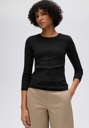 OPUS, SLIM FIT RIB SCHMALE PASSFORM RUNDHALSAUSSCHNITT - Maglietta a manica lunga - black