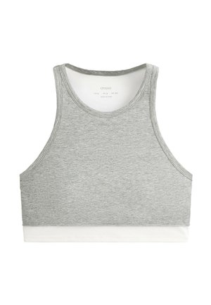 OYSHO, COLOUR CONTRAST HALTER TANK TOP - Débardeur - grey melange