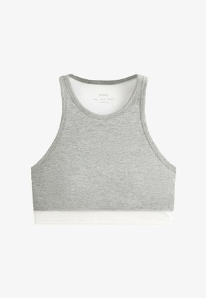 OYSHO, COLOUR CONTRAST HALTER TANK TOP - Débardeur - grey melange