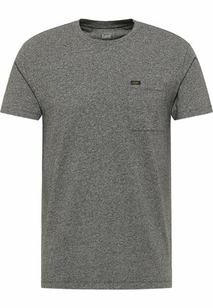T-shirt grigio a maniche corte realizzato in tessuto testurizzato, con tasca sul petto sinistro e un piccolo etichetta del logo Lee vicino al colletto.