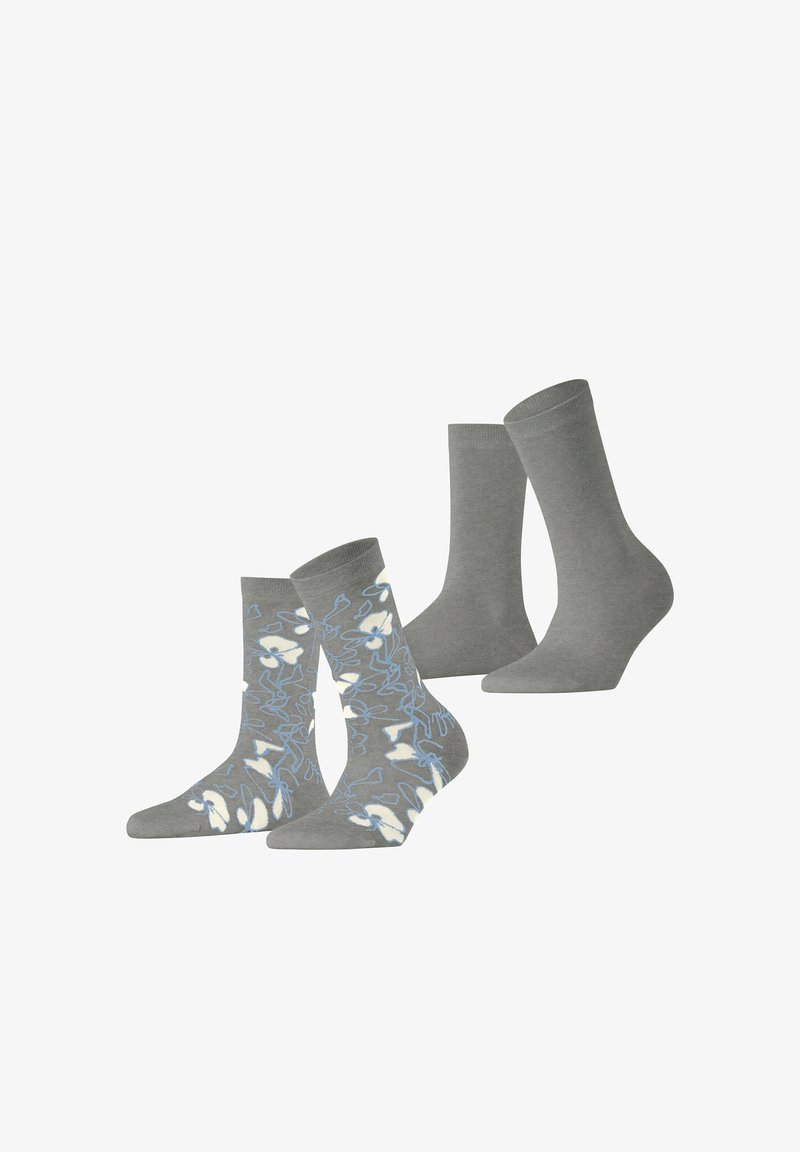 Esprit Flower Sketch 2-Pack - Chaussettes - light grey