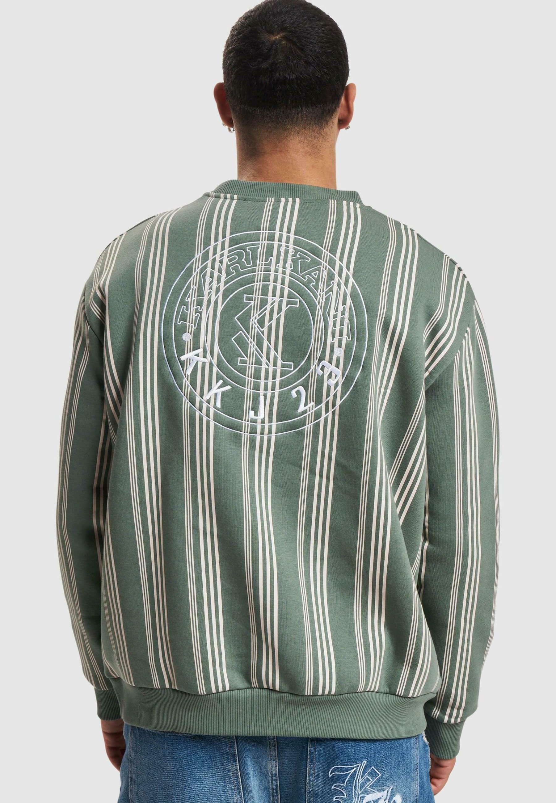 KARL KANI◆Small Signature Striped Crew Sweatshirt [Green] Karl Kani SMALL SIGNATURE STRIPED CREW - Sweatshirt - dusty