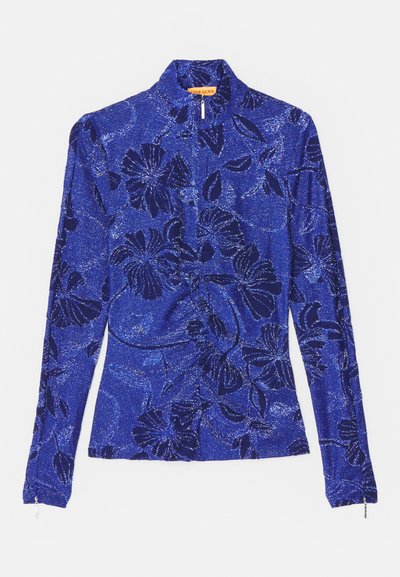 Stine Goya GATHERED LONG SLEEVE HIGH NECK COLLAR - Top s dlouhým rukávem - blue/multi-coloured