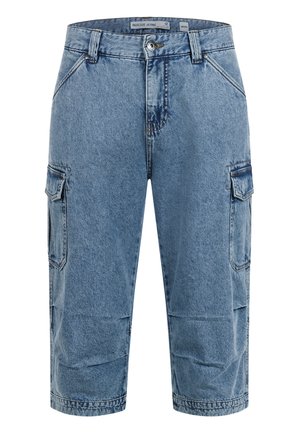 INDICODE JEANS, NICOLAS CHECK SHORTS CARGO - Jeansshort - blue wash
