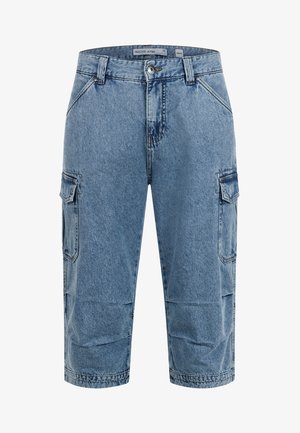 INDICODE JEANS, NICOLAS CHECK SHORTS CARGO - Jeansshort - blue wash