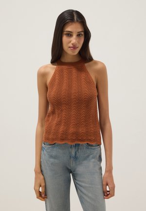 OVS, TANK TOP REGULAR FIT MESH TEXTURE - Pullover - dark orange