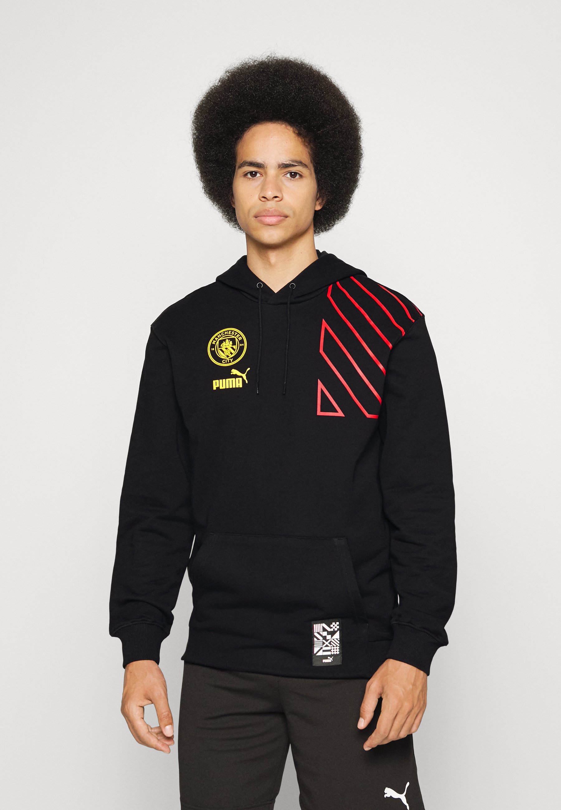 Puma MANCHESTER CITY FTBLCULTURE HOODY - Sweatshirt - black/tango red/noir  - ZALANDO.FR