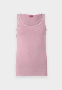 Roze tanktop van zacht katoen, met een ronde hals en ribbeltextuur. Klein 'HUGO'-logo in bijpassende kleur op de voorkant.