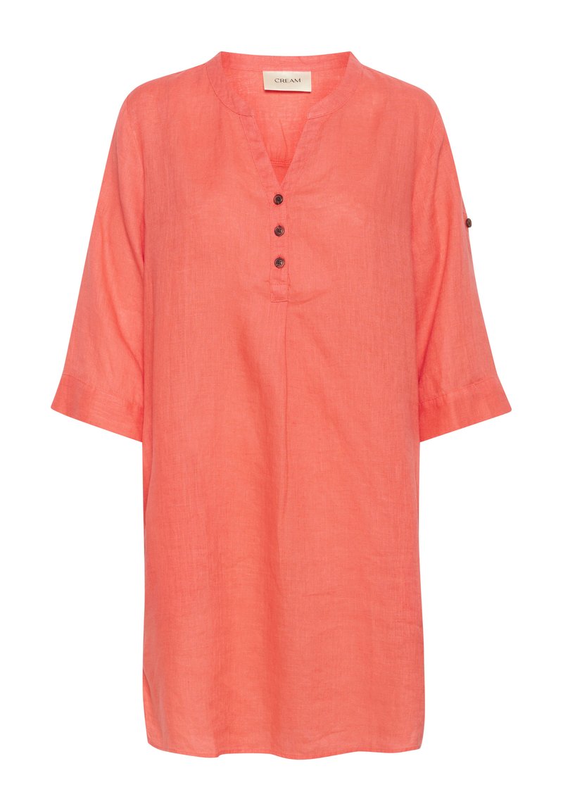 Cream Jurk koraalrood