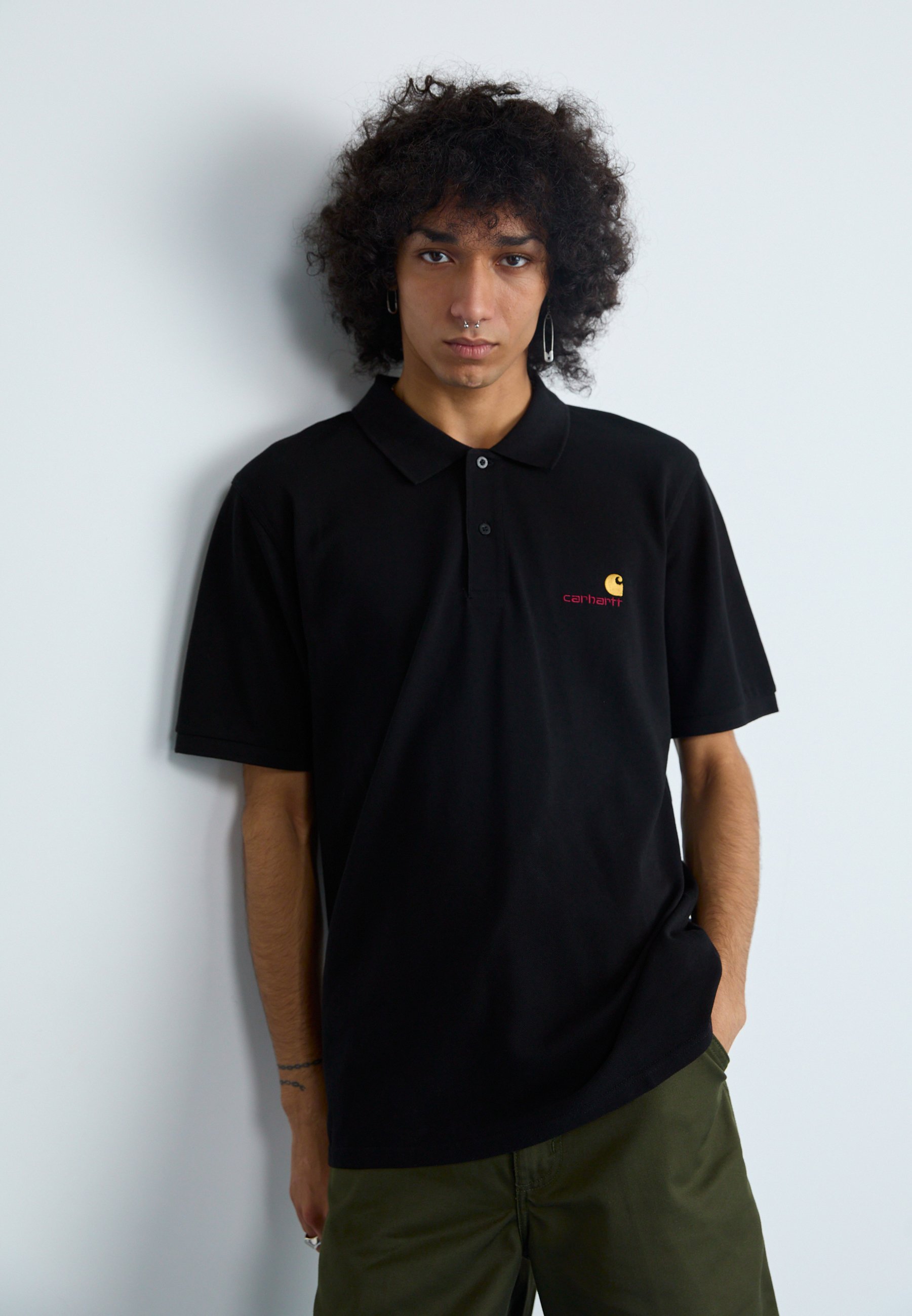Carhartt WIP AMERICAN SCRIPT - Polo - black/preto - Zalando.pt