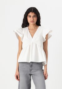 Vero Moda - VMJARLOTTE V NECK - Bluza - snow white Minijatura 1