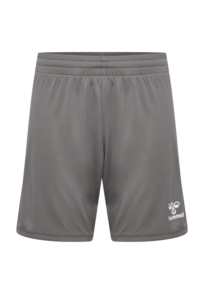 Grå sportshorts gjorda av ett mjukt och lätt material. Har en elastisk midja och en liten vit logotyp på nedre högra sidan.