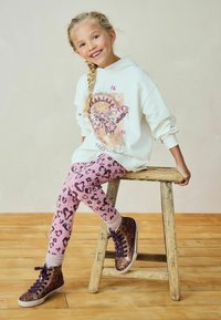 Next SET - Leggings - Byxor - ecru pink sequin