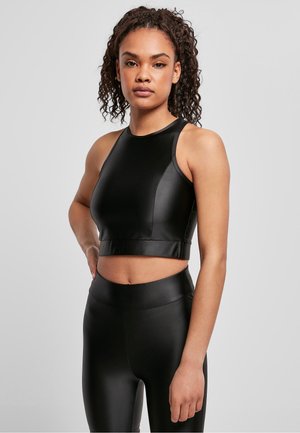 LADIES CROPPED SHINY TOP - Top - schwarz