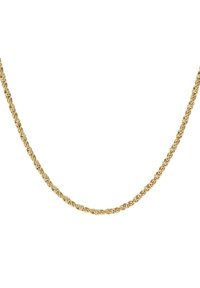 Collana in oro a catena attorcigliata con una texture liscia e anelli alternati attorcigliati, caratterizzata da una forma uniforme e da una finitura lucente.