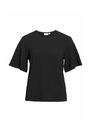 VILA, SHORT SLEEVED TOP VIBOTTA ROUND NECK - Bluse - black beauty