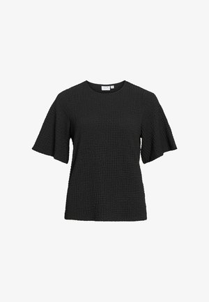 VILA, SHORT SLEEVED TOP VIBOTTA ROUND NECK - Bluse - black beauty