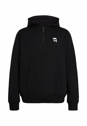 KARL LAGERFELD, KARL LAGERFELD HOODIE IKON HALF-ZIP - Sweat à capuche - black
