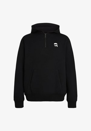 KARL LAGERFELD, KARL LAGERFELD HOODIE IKON HALF-ZIP - Sweat à capuche - black