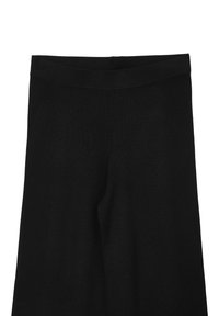 Schwarze Leggings mit einer eleganten, glatten Textur und einem elastischen Bund, entworfen für Komfort und vielseitigen Gebrauch. Keine sichtbaren Muster oder Details.
