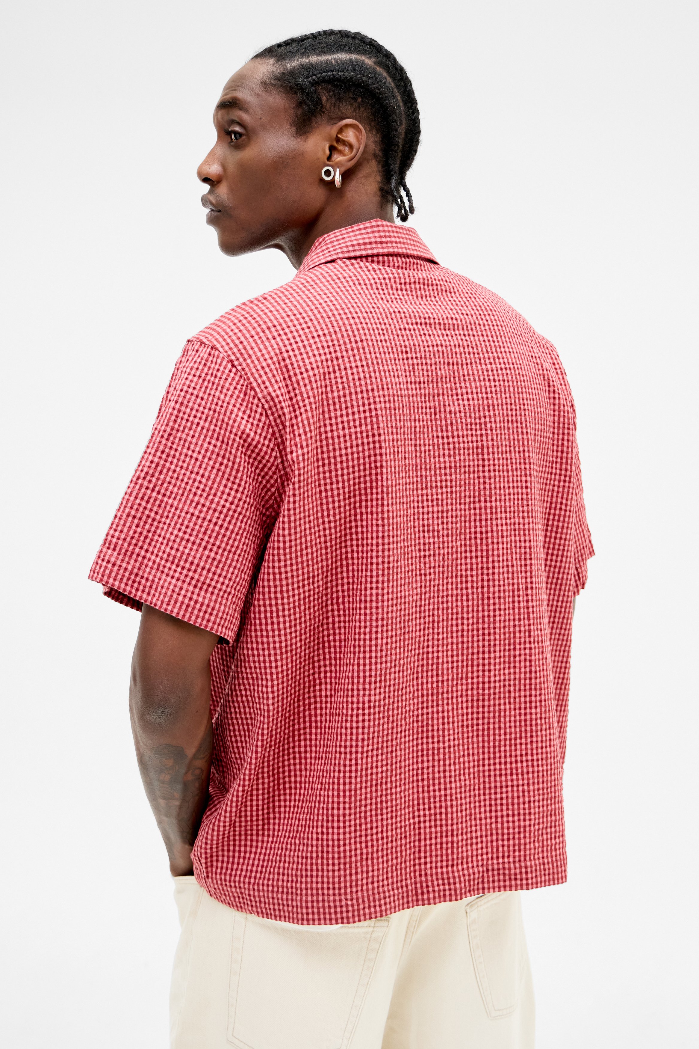 BDG Urban Outfitters CHECK SEERSUCKER SHIRT - Shirt - red