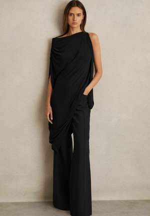 Reiss REGULAR FIT - ELIA ASYMMETRIC DRAPED - Džersejové šaty - navy black