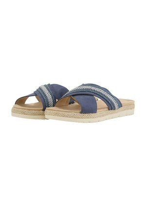 Sandales de plage navy avec des brides croisées, des accents texturés et une semelle de style espadrille. Elles possèdent un semelle intérieure rembourrée pour plus de confort.