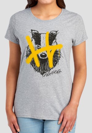 Harry Potter, HARRY POTTER HUFFLEPUFF GRAFFITI H - Print T-shirt - mottled light grey