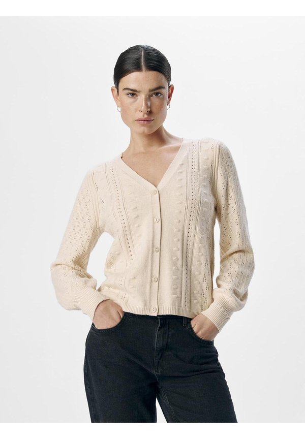 OBJINGE V NECK  - Cardigan - sandshell