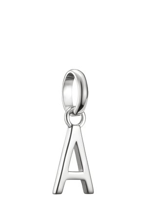Silver pendant shaped like the uppercase letter A hangs from a smooth, rounded loop bail on a white background.
