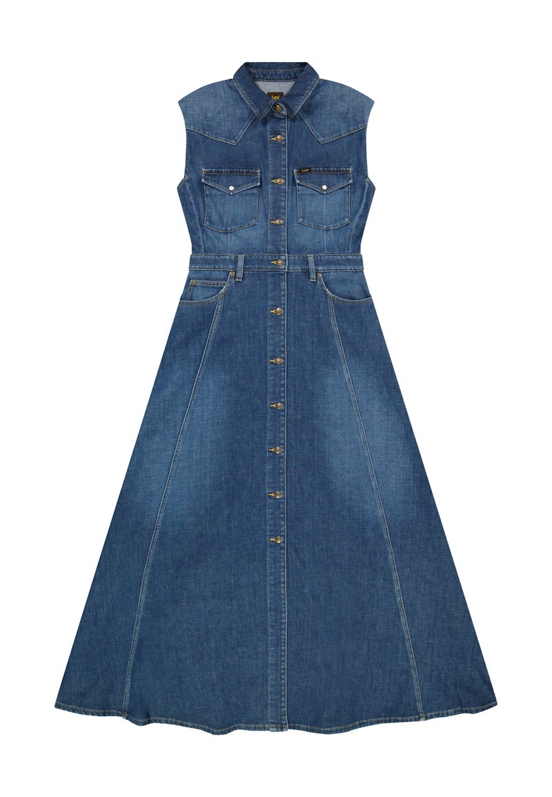 sachin and babi light blue dress Cotton Casual Denim Dress for Women with Natural Waistline and Short  Flutter Sleeves, Mid-Calf Length, Pullover Closure, Hooded Turn-down Collar  from Dhgate Basic & Casual Dresses main image 1