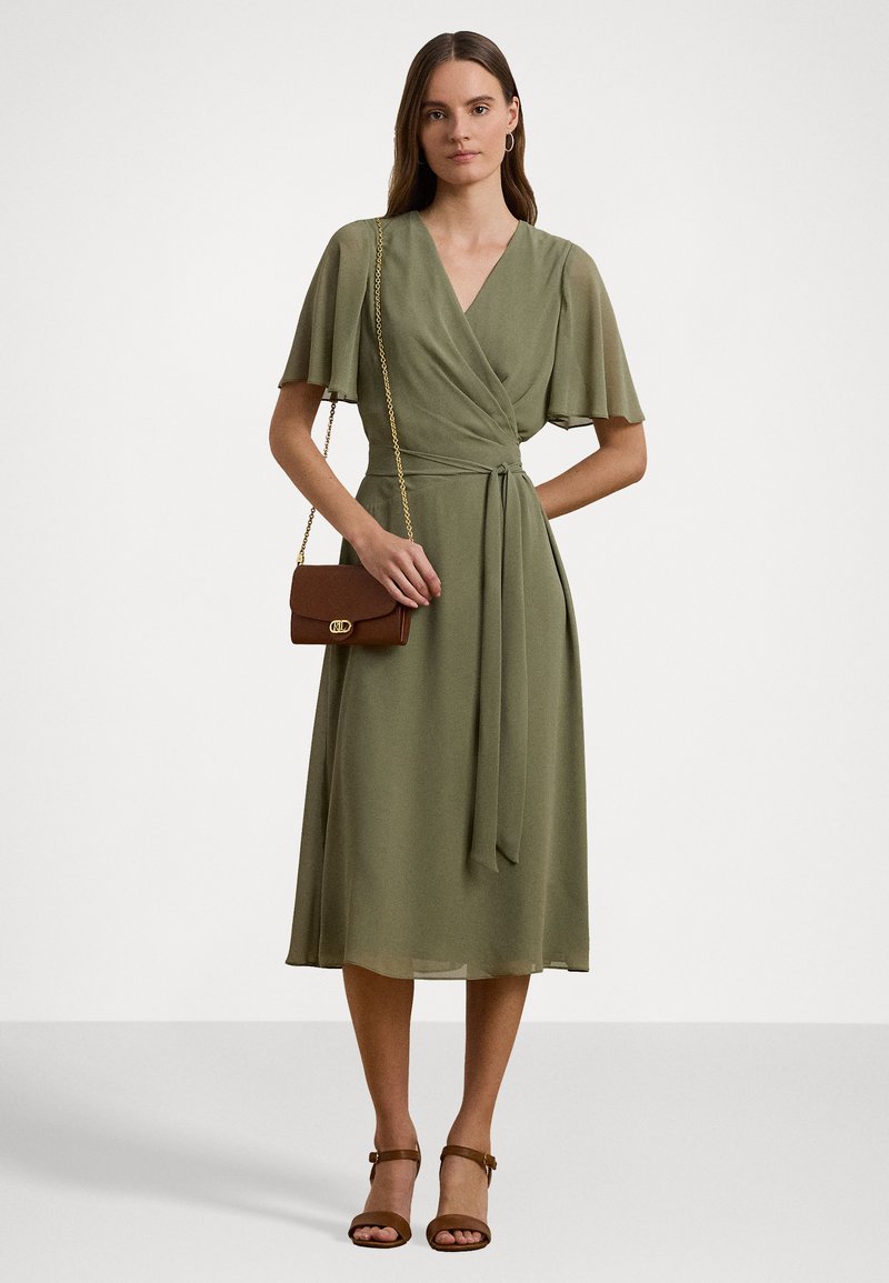 Lauren Ralph Lauren BELTED GEORGETTE DRESS - Cocktail dress / Party dress - sage  green/light green - Zalando