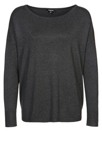 Maglione a maniche lunghe grigio scuro con scollatura a barca. Realizzato in un morbido tessuto a maglia, presenta una vestibilità comoda e dettagli minimi.