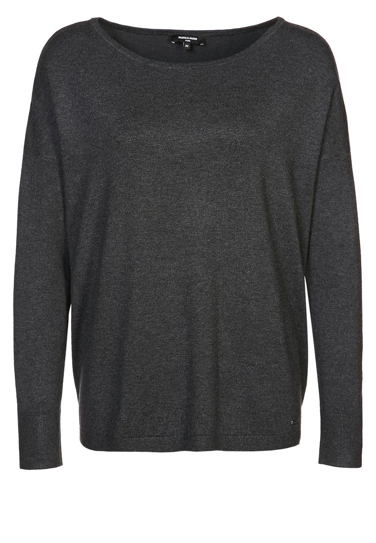 Maglione a maniche lunghe grigio scuro con scollatura a barca. Realizzato in un morbido tessuto a maglia, presenta una vestibilità comoda e dettagli minimi.