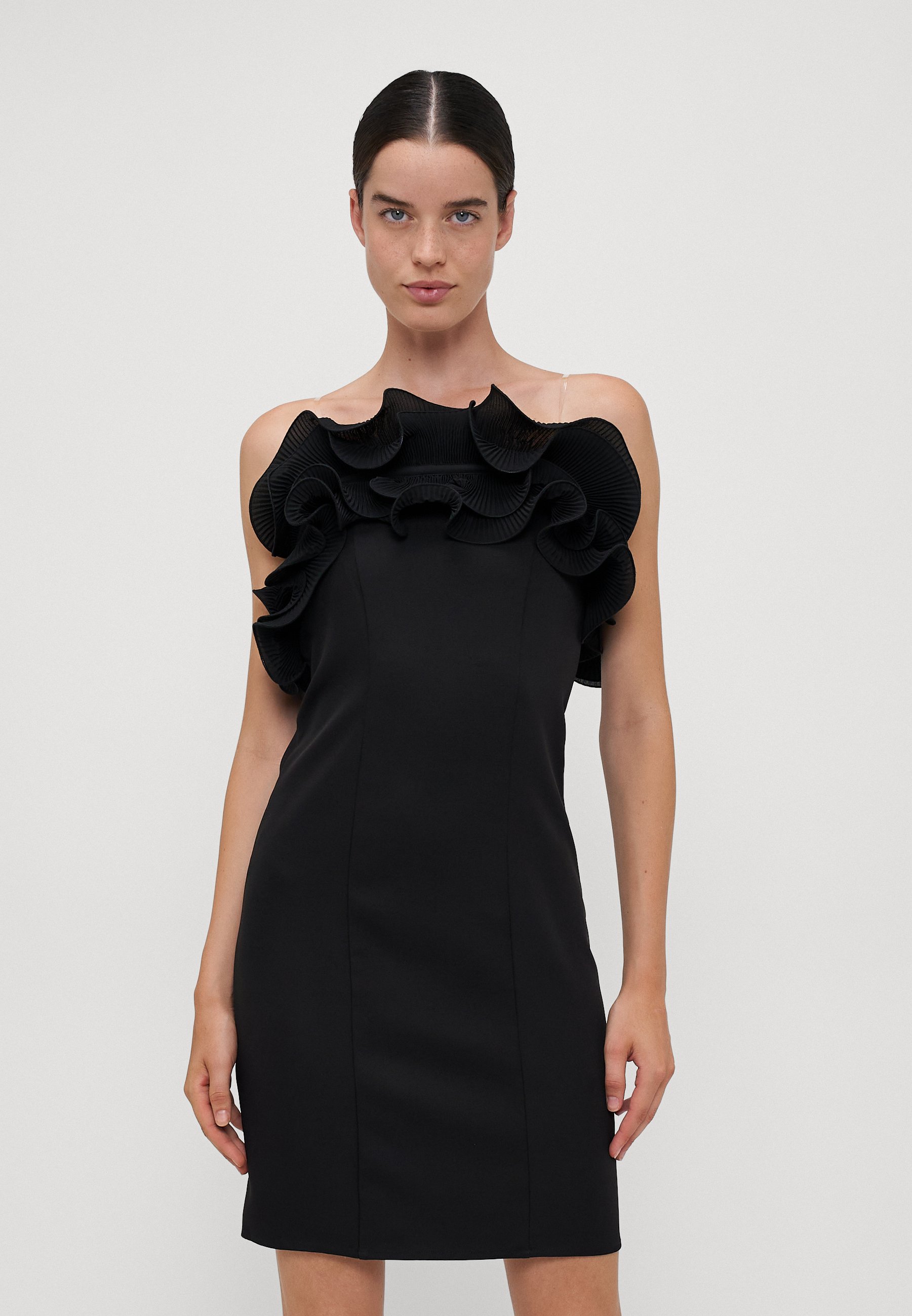 beautiful black formal dresses Lady Black Tie - Tanya Gown - Feather Trim Sequin Dress - Black main image 0