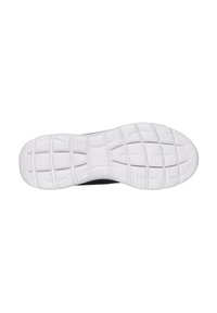 Suola nera della sneaker in gomma bianca testurizzata. Presenta modelli di grip e scanalature flessibili per aderenza e comfort. Costruzione durevole.