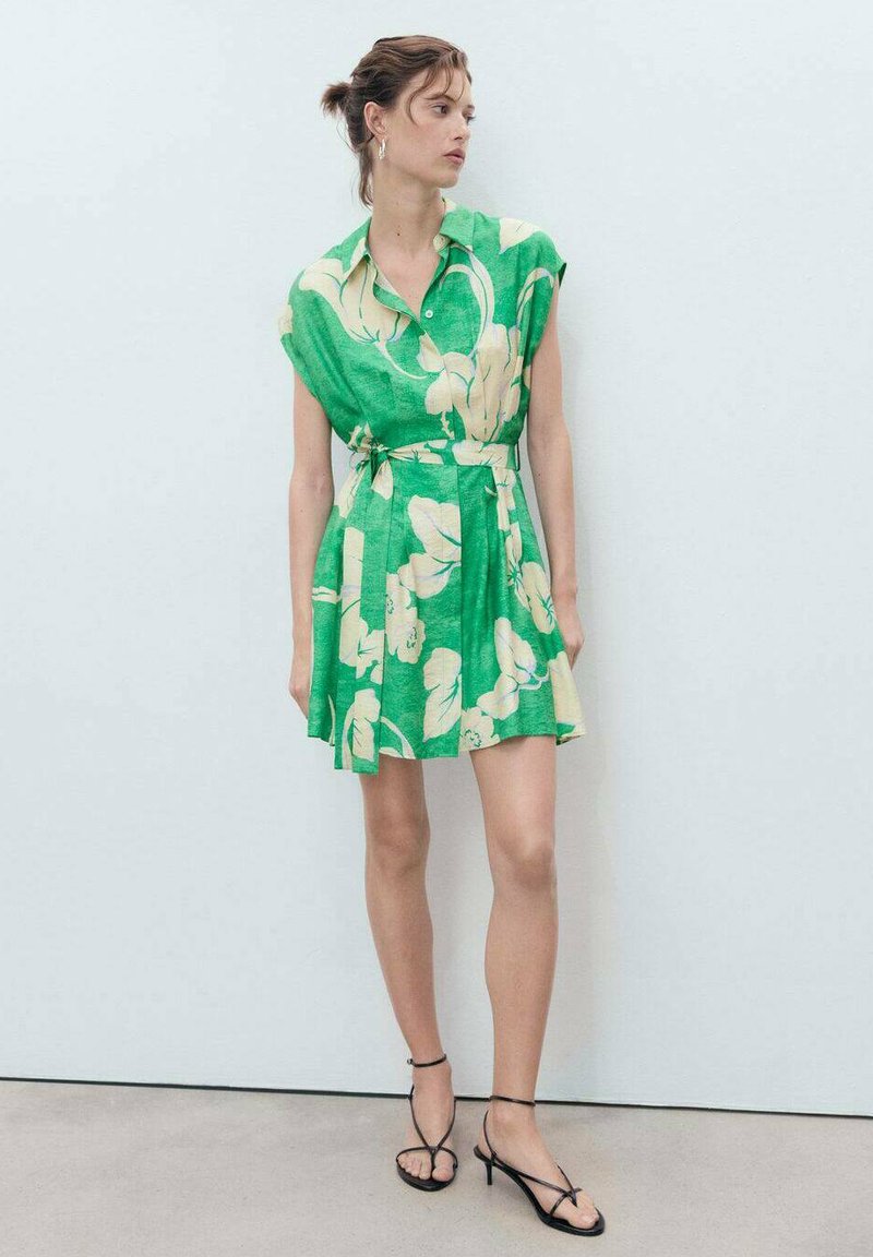 Mango BELT PRINTED - Shirt dress - green - Zalando Mango BELT PRINTED - Shirt dress - green - Zalando