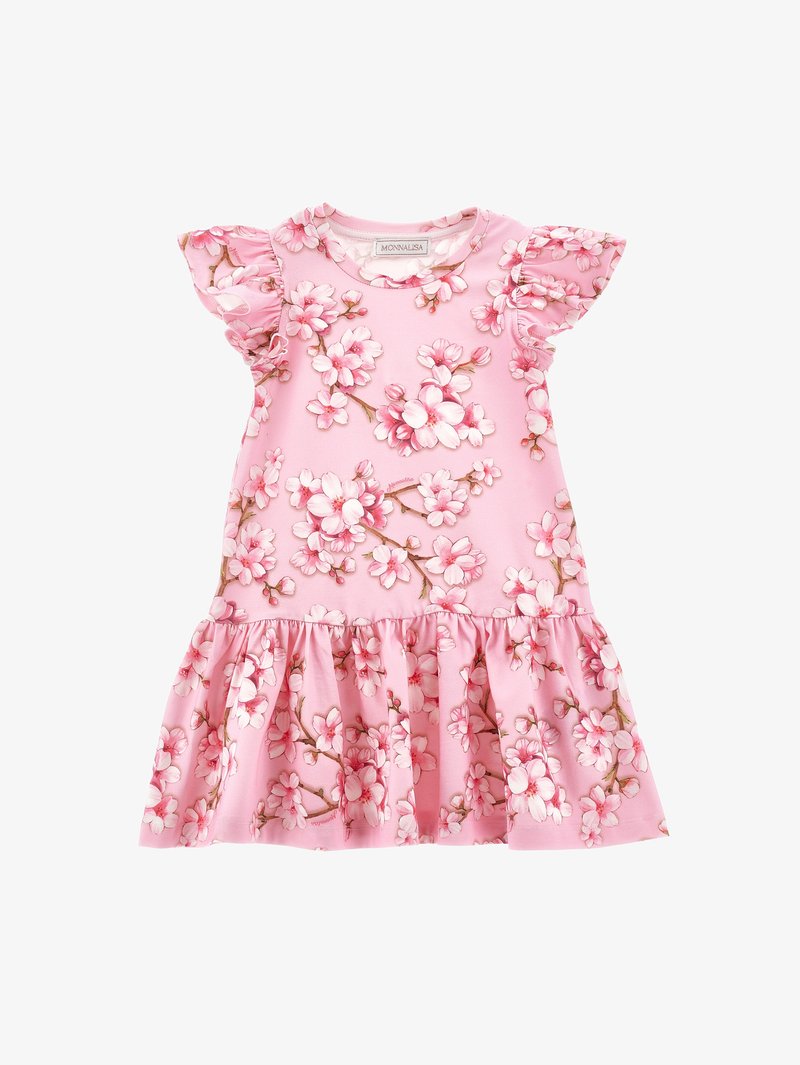Monnalisa FREE TIME PEACH FLOWERS - Rochie din jerseu - rosa-fairy tale