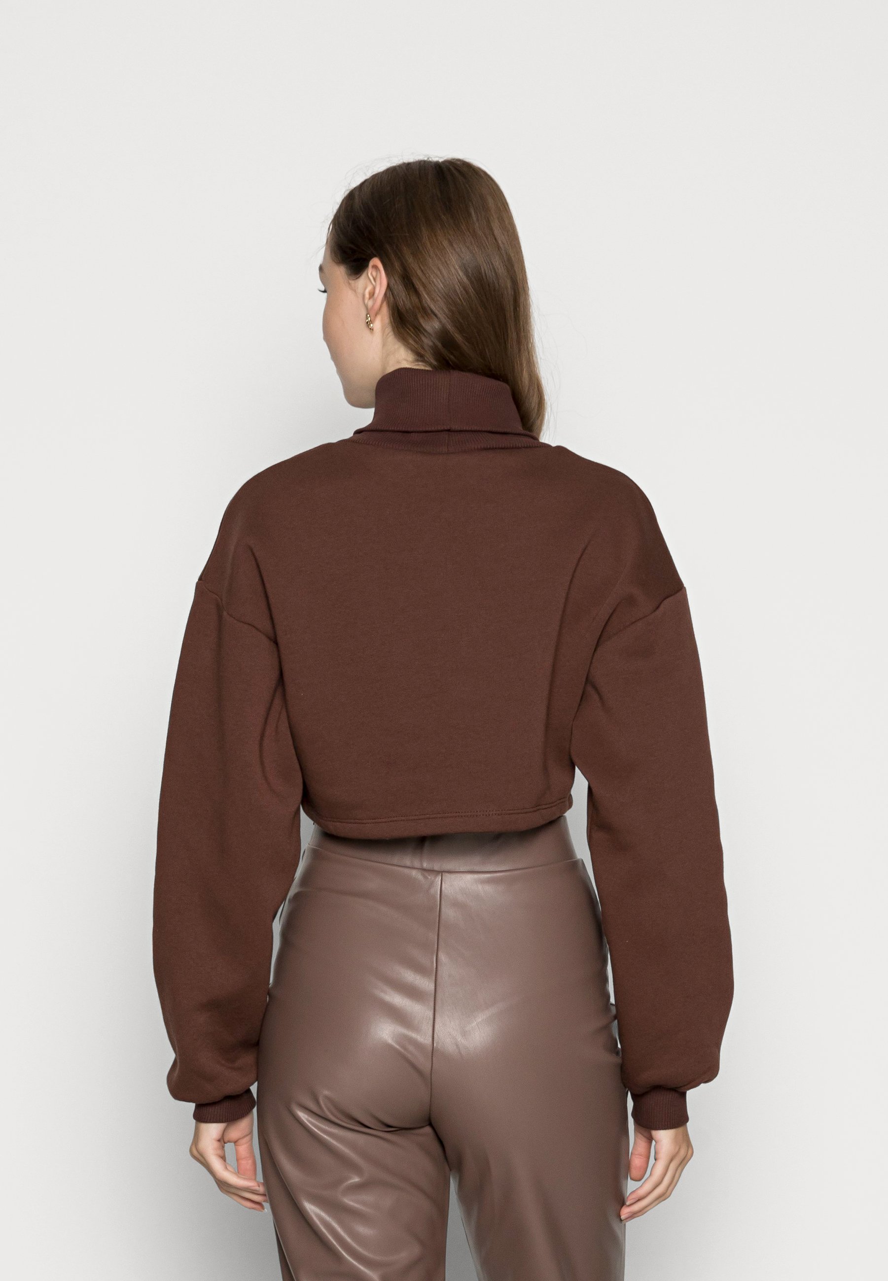 brown cropped turtleneck