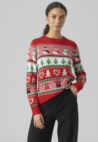 Vero Moda - VMXMASMIX  O NECK  - Striktrøje - chinese red Miniaturebillede 1