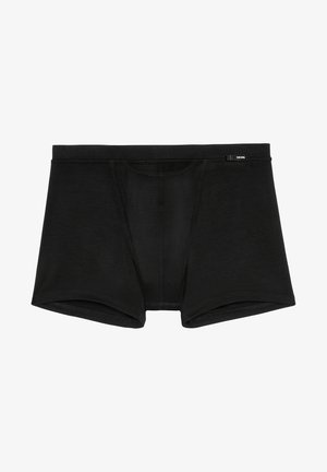 Zwarte boxershorts gemaakt van zachte stof, met een snug fit, elastische tailleband en minimale stiksels voor comfort en ondersteuning.