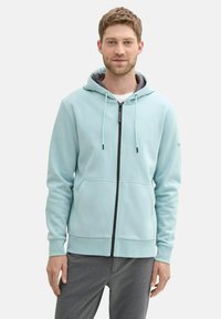 TOM TAILOR BASIC  - Felpa con zip - dusty mint blue