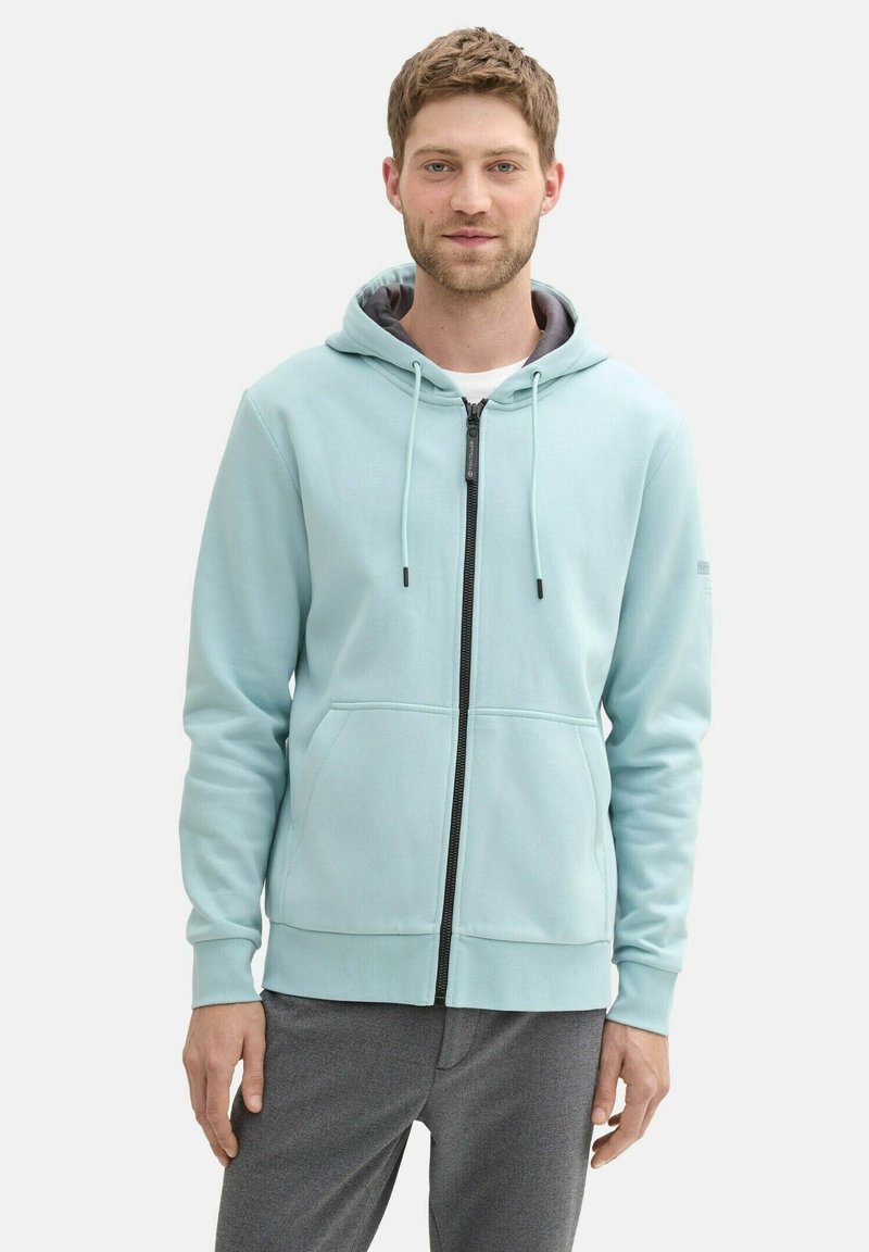 TOM TAILOR BASIC  - Felpa con zip - dusty mint blue