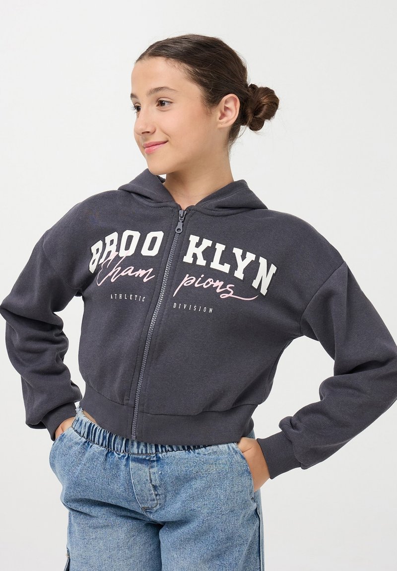 Terranova PESANTE CON CAPPUCCIO E STAMPA COLLEGE Felpa con zip