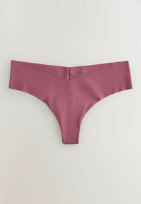 Stringt en mauve sans coutures avec une large ceinture et un petit logo "NEXT" au centre devant sur un fond uni.
