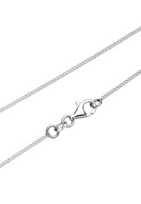 Silberkette mit einem glatten, runden Glieddesign und einem Karabinerverschluss mit einem 925-Stempel, der auf Sterlingsilber hinweist.