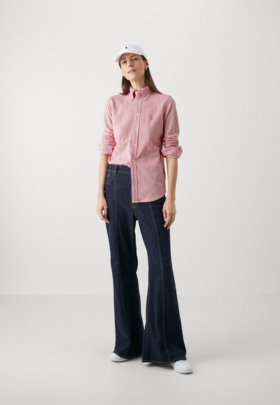 Polo Ralph Lauren LONG SLEEVE BUTTON FRONT  - Bluza z gumbi - bistro red/white
