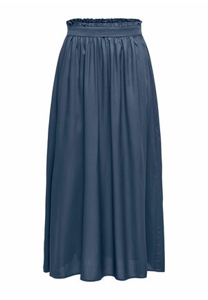 Dolga mornarsko modra krilo z nabrano elastično pasico in tekočim materialom, ki sega do gležnjev.