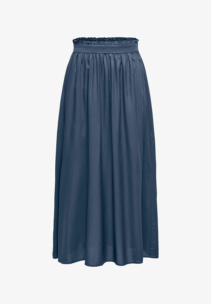 Dolga mornarsko modra krilo z nabrano elastično pasico in tekočim materialom, ki sega do gležnjev.